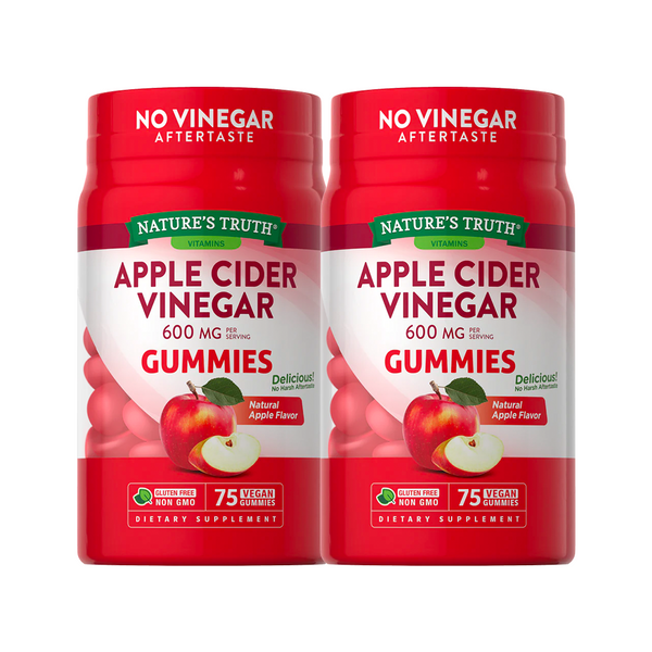 Pack 2 x Gomitas de Vinagre de Manzana 600 Mg - 75 Gomitas Veganas