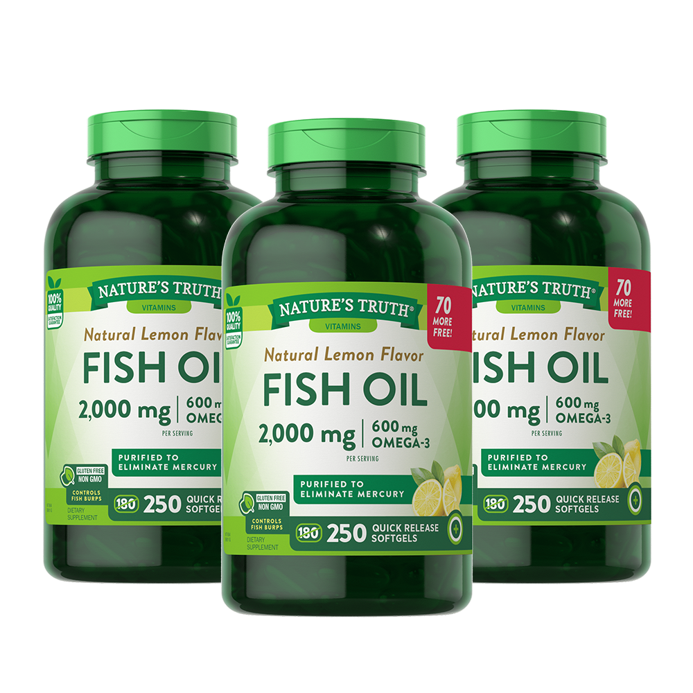 Pack 3 x Omega 3 Fish Oil 2000 mg con esencia de limón - 250 Cápsulas Blandas