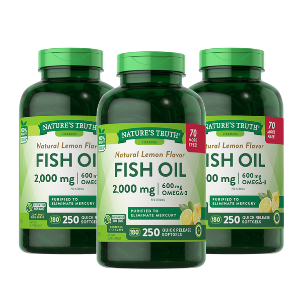 Pack 3 x Omega 3 Fish Oil 2000 mg con esencia de limón - 250 Cápsulas Blandas